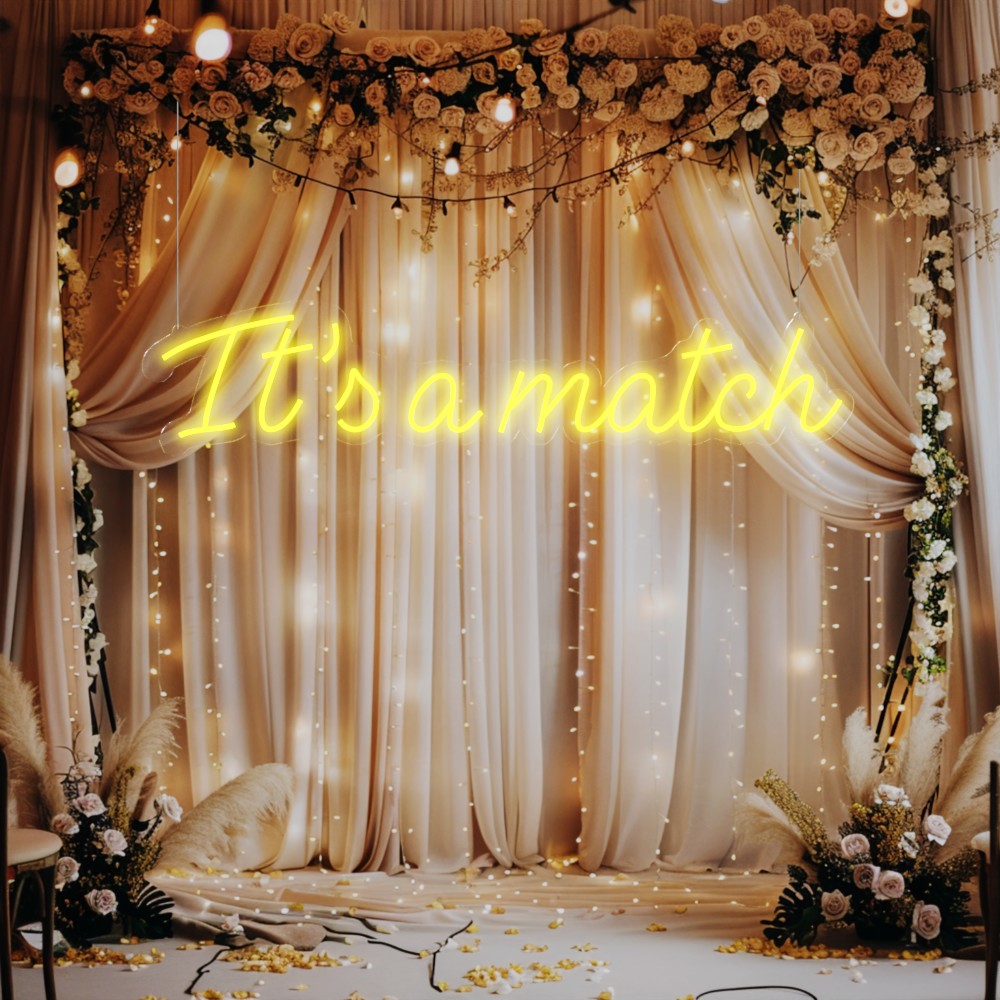 cytrynowy neon ledowy na wesele its a match