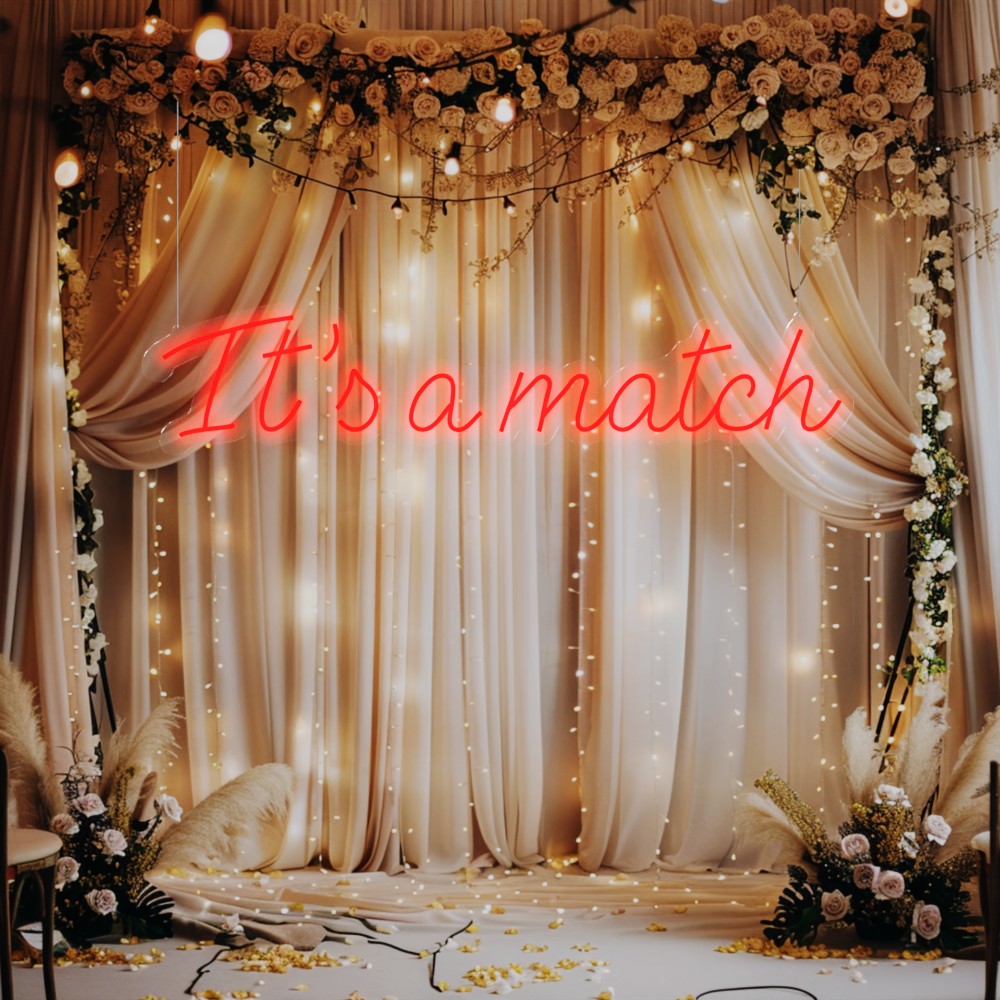 czerwony neon ledowy na wesele its a match