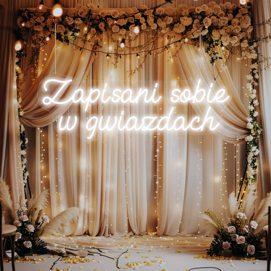 neon ledowy zapisani sobie w gwiazdach kolor bialy zimny