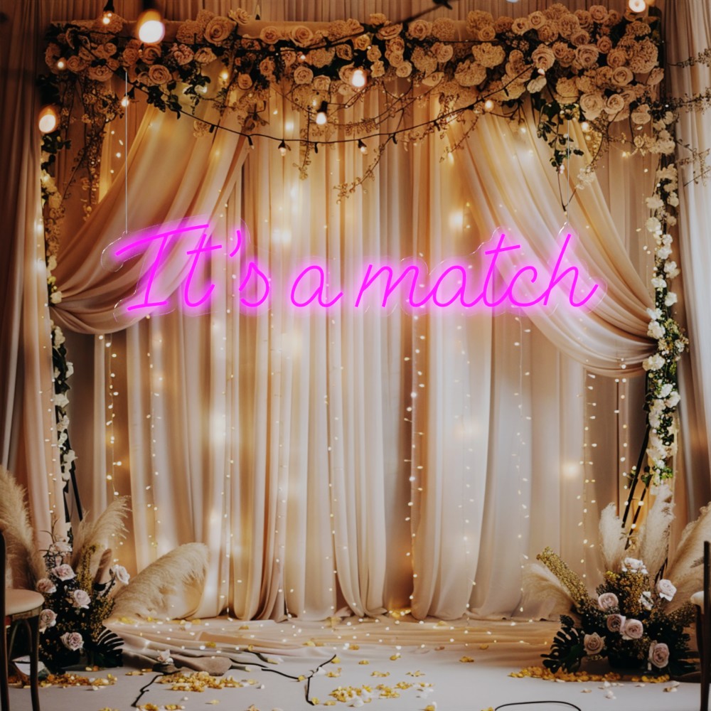 różowy neon ledowy na wesele it's a match