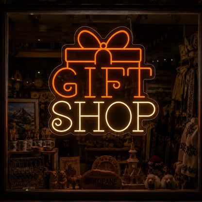 Neon „GIFT SHOP” w prezencie