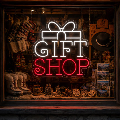 Neon „GIFT SHOP” w prezencie
