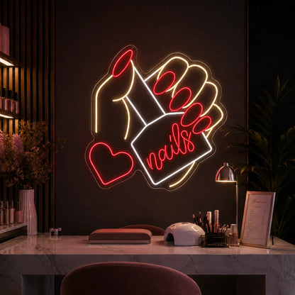 Neon "Nails" z dłonią