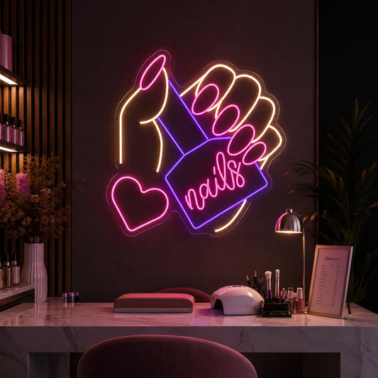 Neon "Nails" z dłonią