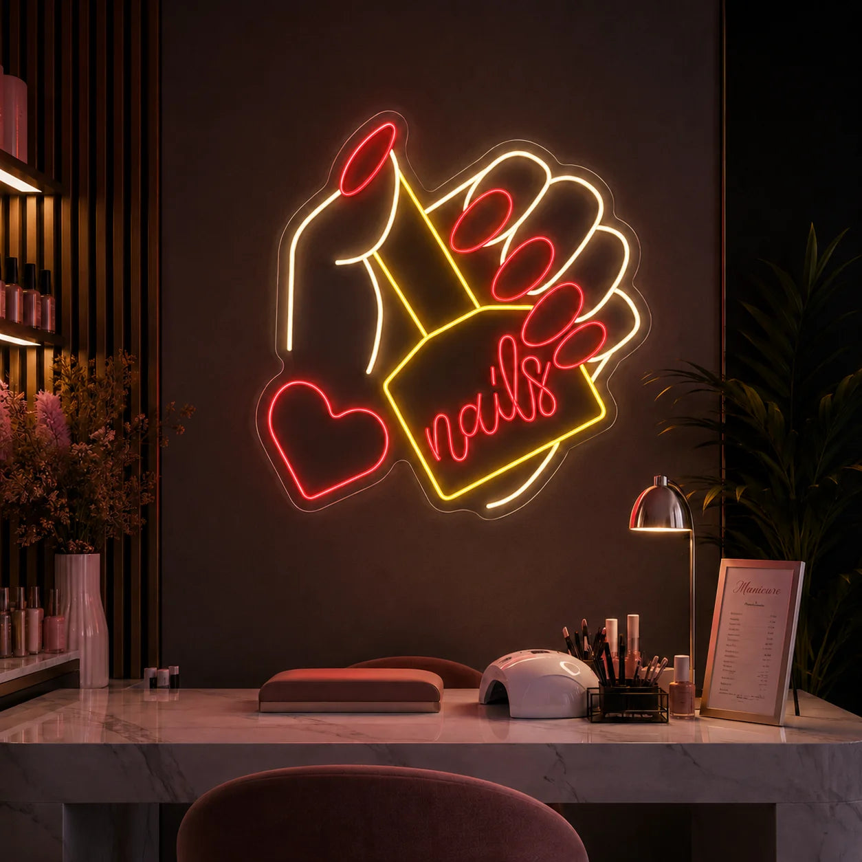 Neon "Nails" z dłonią