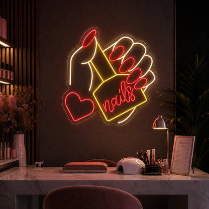Neon "Nails" z dłonią