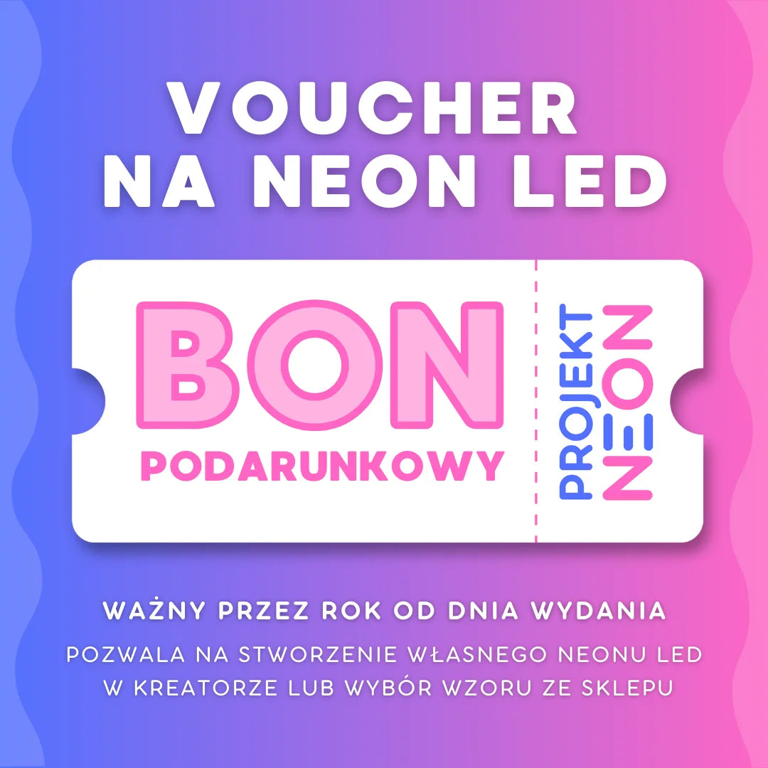 Karta podarunkowa na neon LED - voucher