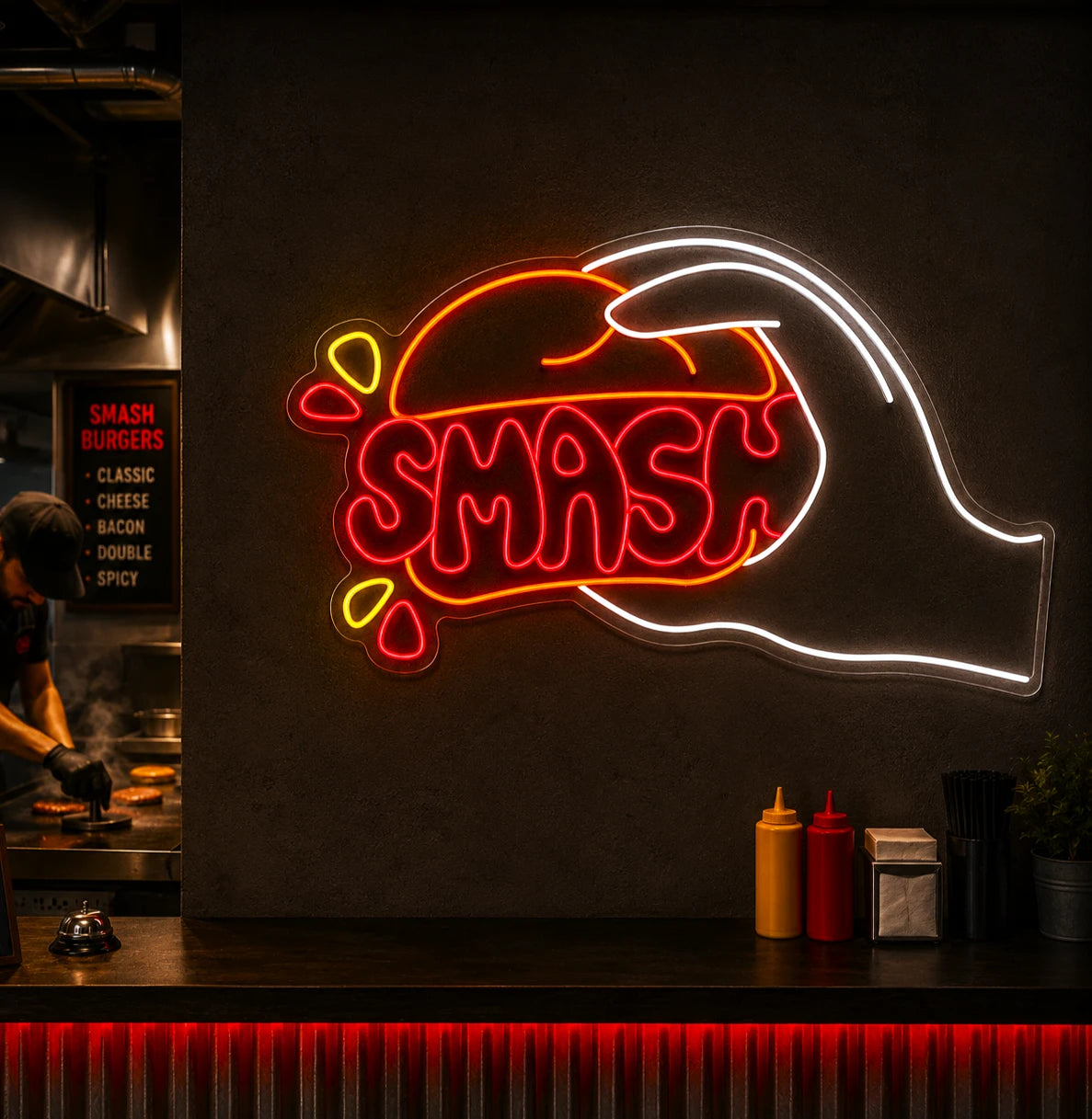 Neon SMASH Burger w Dłoni