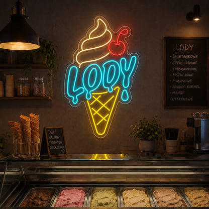 Neon Lody Rozpływający się Napis