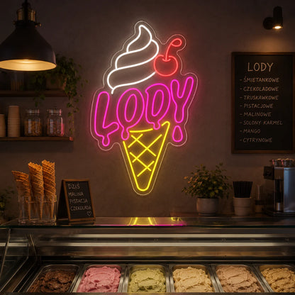 Neon Lody Rozpływający się Napis
