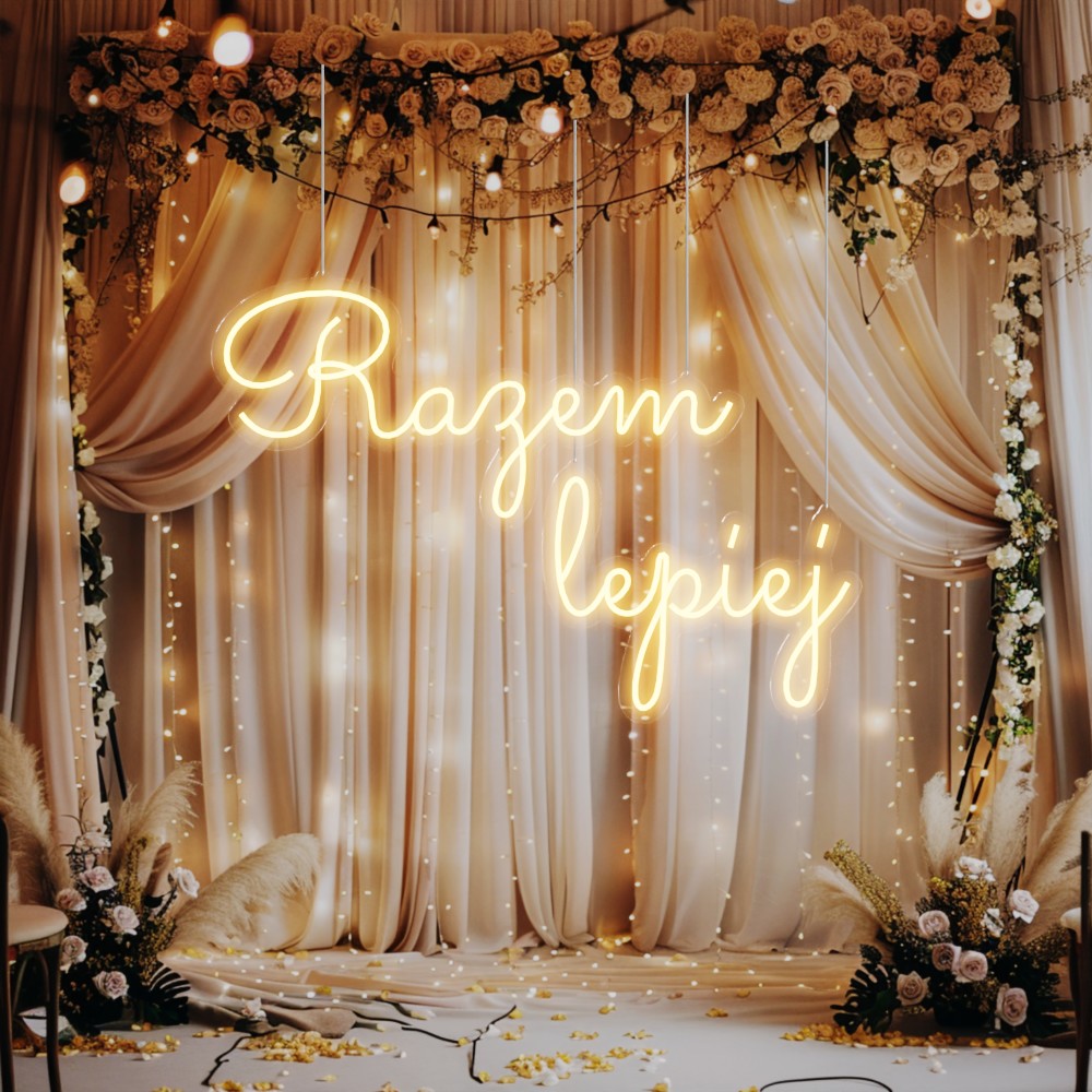 neon ledowy razem lepiej na wesele kolor ciepły biały