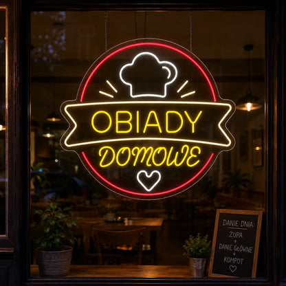 Neon "Obiady Domowe" szyld