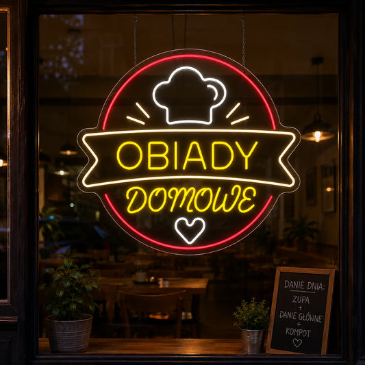 Neon "Obiady Domowe" szyld