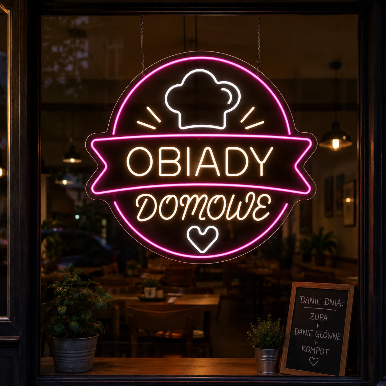 Neon "Obiady Domowe" szyld