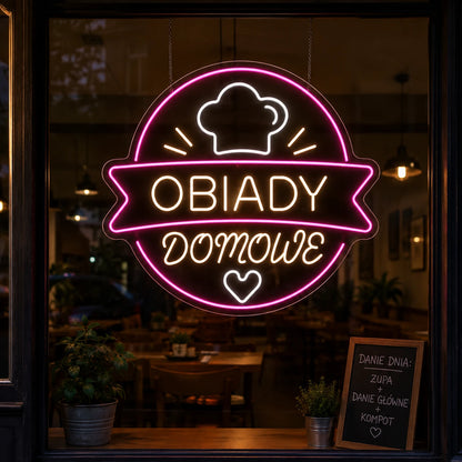 Neon "Obiady Domowe" szyld