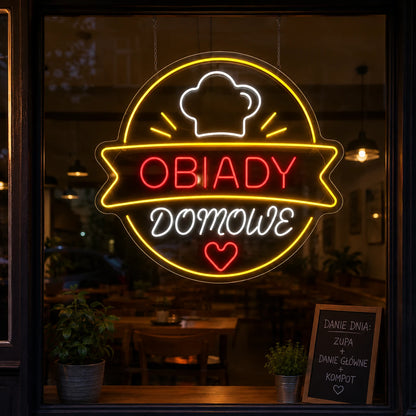 Neon "Obiady Domowe" szyld